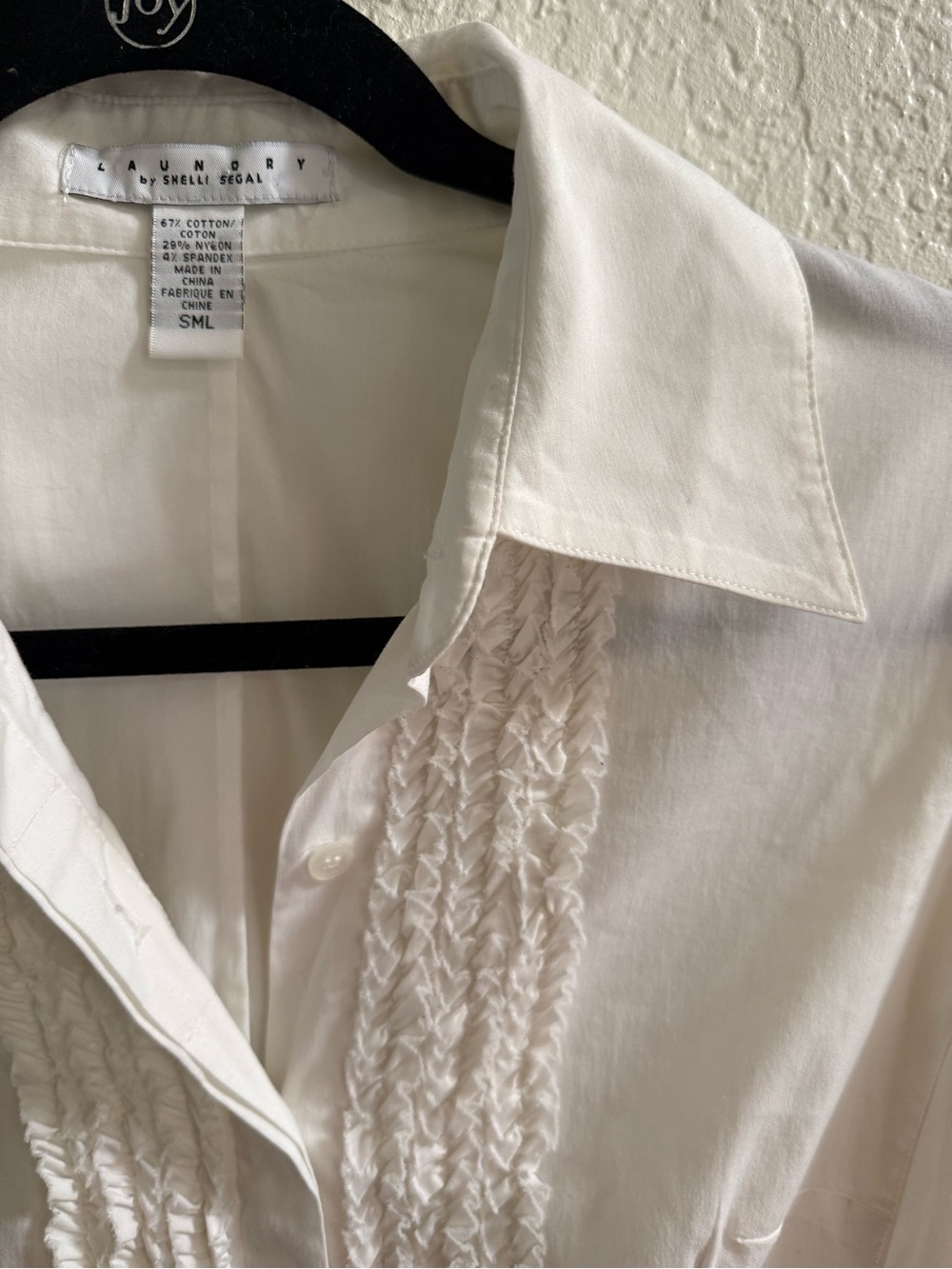 Laundry By Shelli Segal White Ruffled Front Button-Down Shirt - Picture 2 of 4
